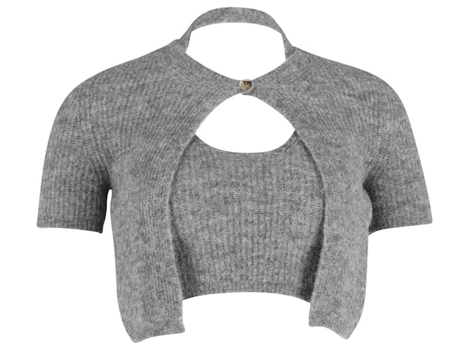 T by Alexander Wang Cropped Top and Cardigan Set in Grey Wool ref