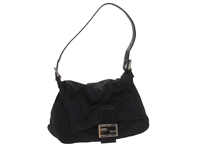 FENDI Mamma Baguette Shoulder Bag Nylon Black Auth ki3586 ref