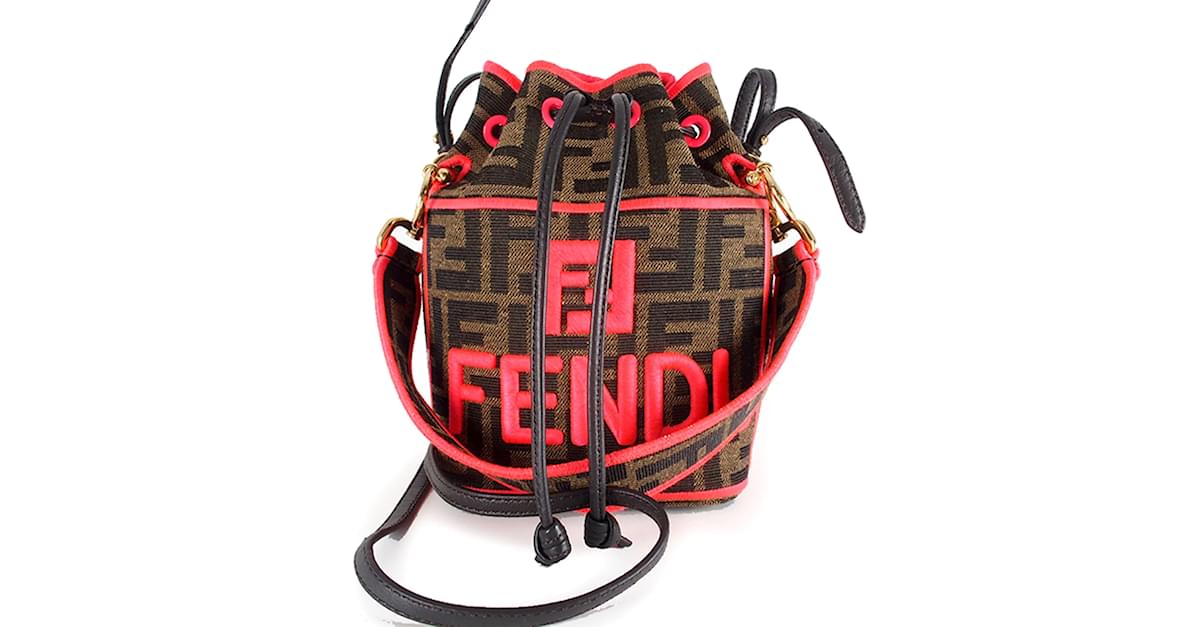 Brown Fendi Zucca Roma Amor Mon Tresor Bucket Bag Leather ref