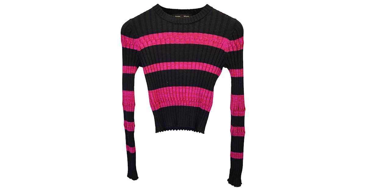 Proenza Schouler Striped Ribbed Crewneck Sweater in Multicolor