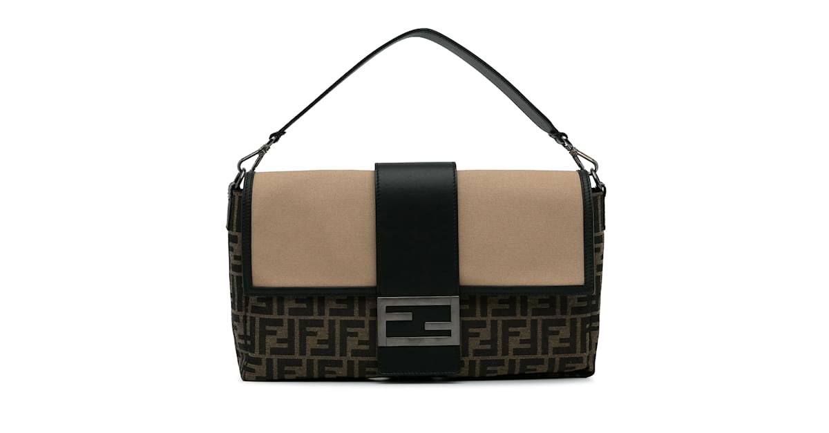 Fendi baguette outlet brown fabric bag