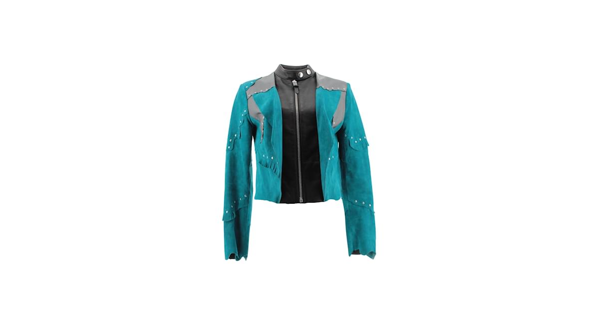 Turquoise hot sale leather jacket