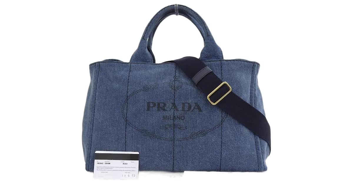 Prada canapa discount denim tote