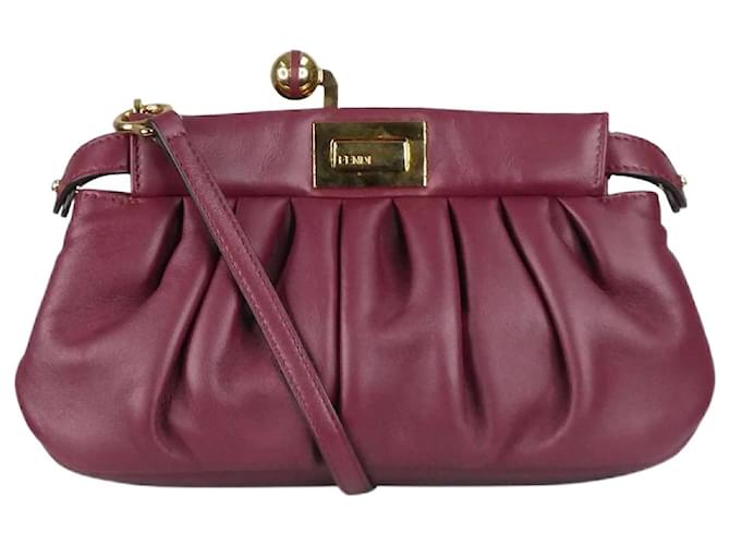 Fendi Burgundy 2020 Peekaboo click clutch Dark red Leather ref