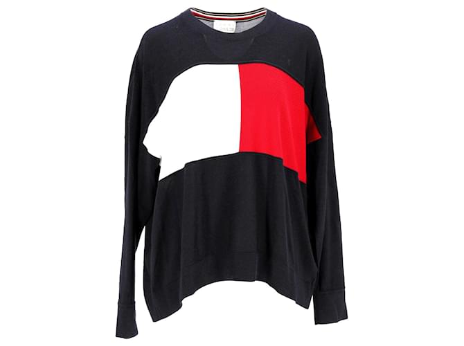Tommy Hilfiger Womens Tommy Icons Flag Sweatshirt Navy blue Cotton
