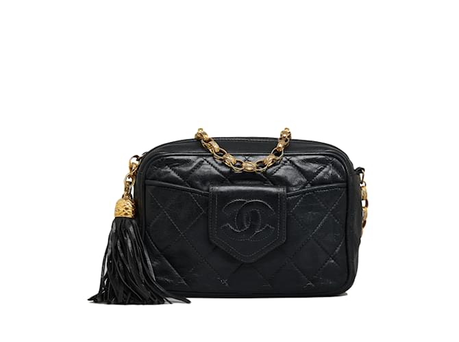Black Chanel CC Matelasse Tassel Camera Bag Leather ref.1160730