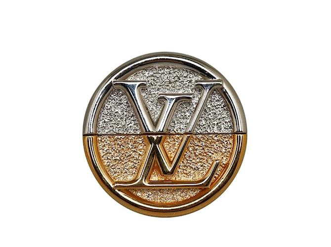 Louis Vuitton Logo Round Brooch M69645 Golden Metal ref.JC1160941