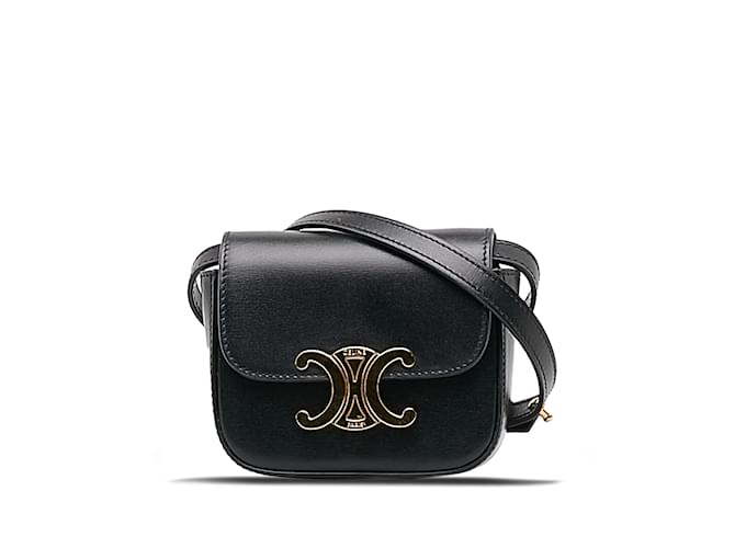 ショルダーバッグ Celine Black Leather Crossbody CELINE セリーヌ ショルダーバッグ Medium Besace ミディアム
