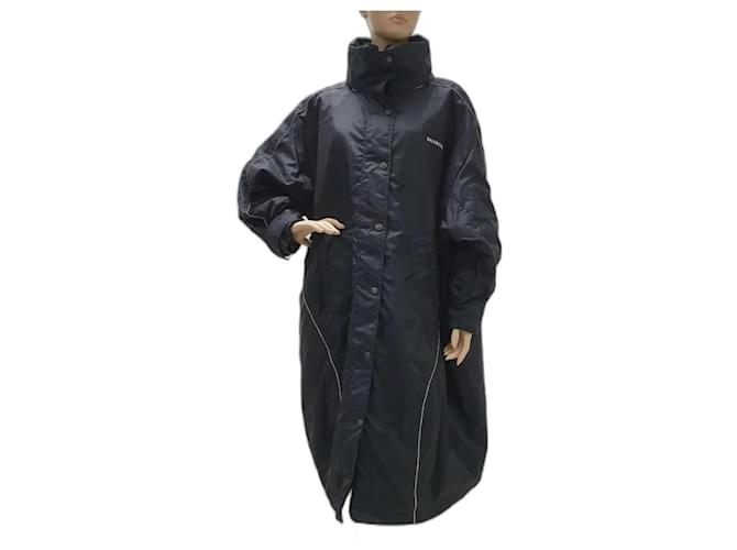 Balenciaga Black Oversized Long Nylon Parka Coat