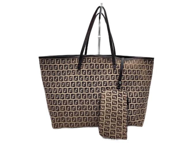 Fendi Brown Monogram Zucca Roll Tote Bag with Pochette Cloth