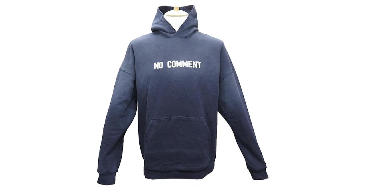 NEUF PULL BALENCIAGA SWEAT NO COMMENT EFFET USE 674986 L 52 HOODIE SWEATER  Coton Bleu Marine ref.1162232 - Joli Closet