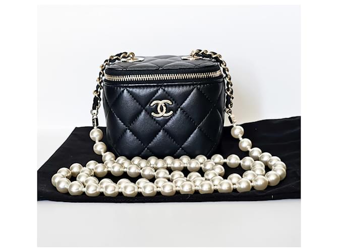 CHANEL バニティ パール Chanel vanity pearl Black Leather ref.1162314 - Joli Closet
