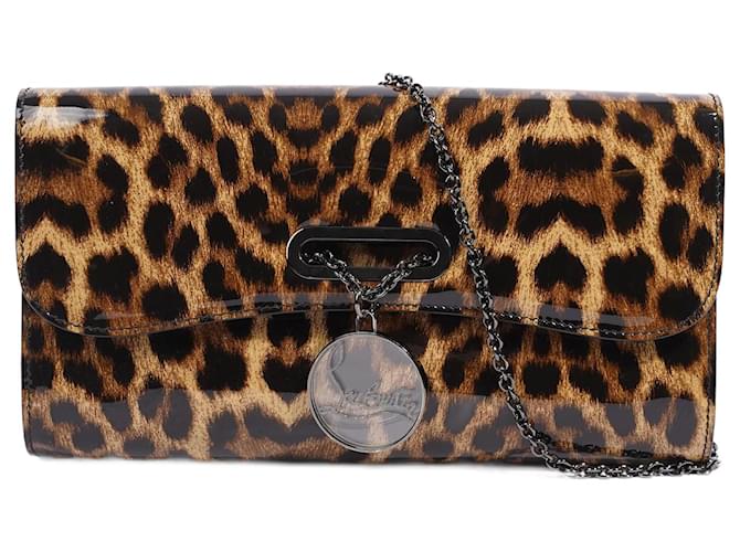 Christian Louboutin Riviera Clutch Leopard Print PVC Brown Plastic
