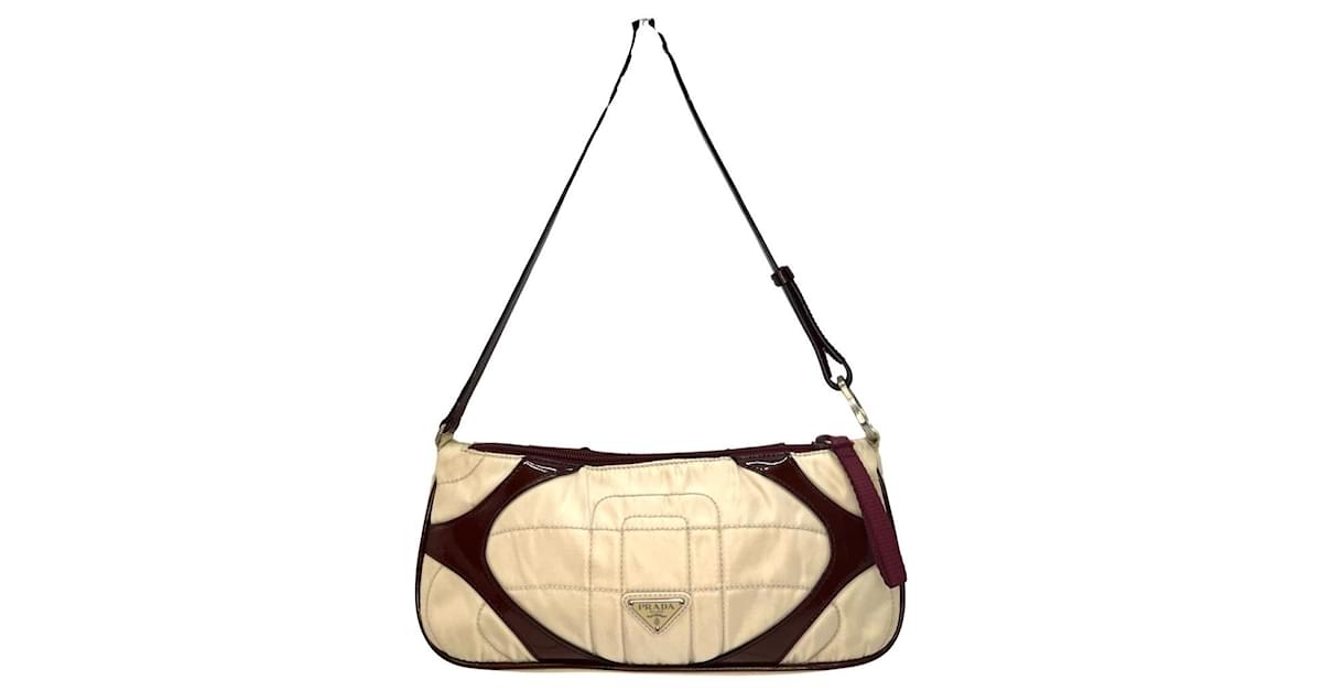 Prada monogram RE EDITION 2000 HANDBAG Red Beige Cream Dark red