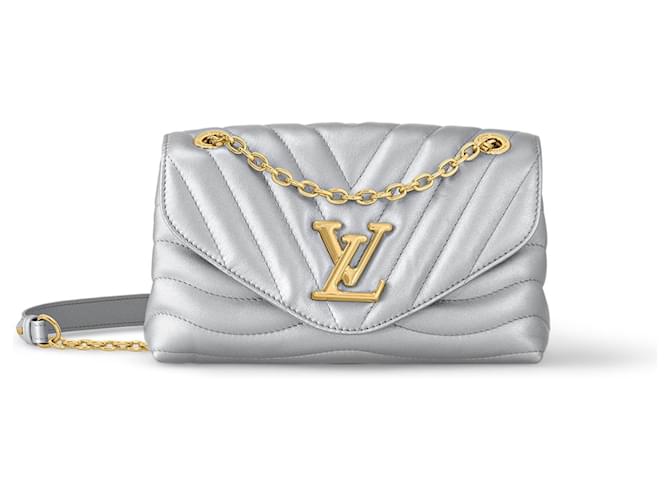 Louis Vuitton LV New Wave chain bag silver Silvery Leather ref