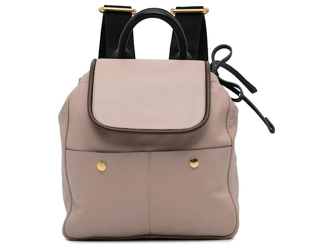 Marni Brown Leather Swing Backpack Flesh Joli Closet