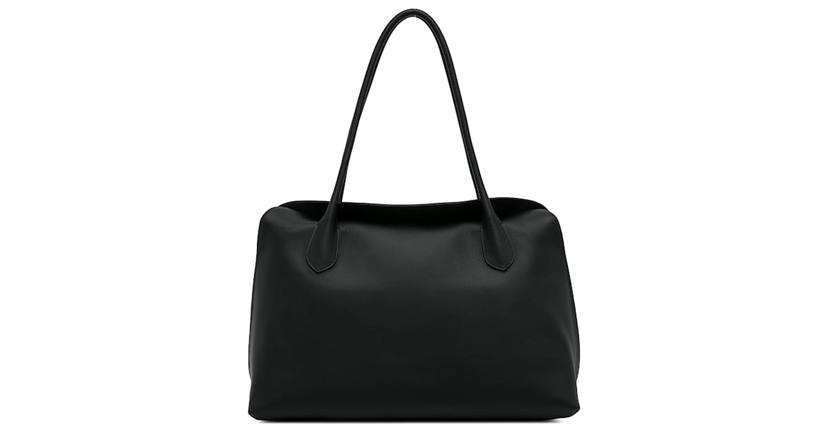 The Row Black Gabriel Fold Over Tote Bag Leather Pony style