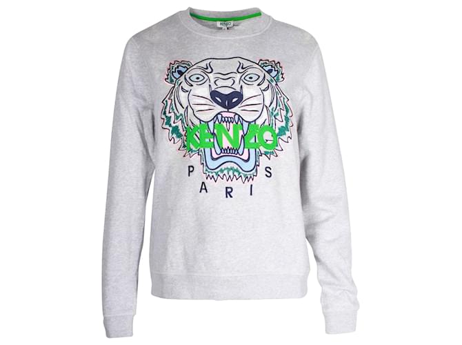 Kenzo Tiger Logo Sweatshirt in Gray Cotton Grey ref.1189050