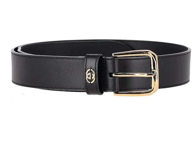 G BELT SILVER SQUARE INSTALL BUCKLE BLACK LEATHER 4.0CM main image 1