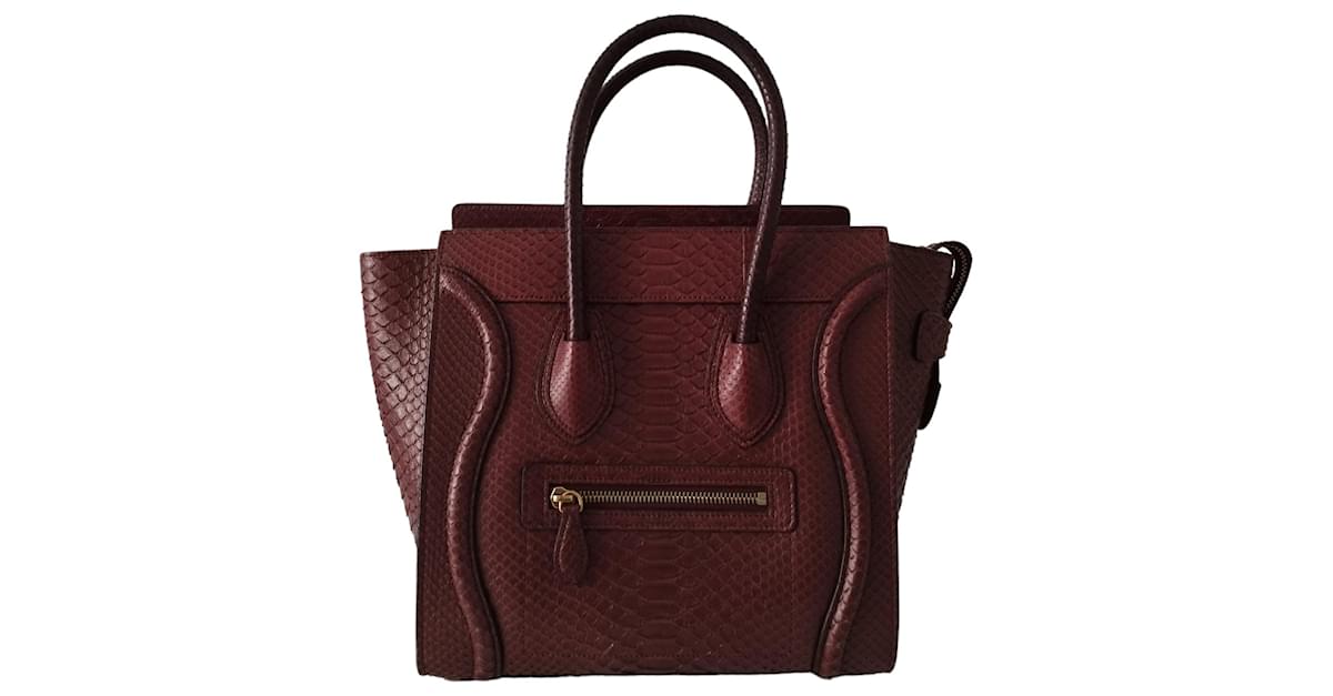 Celine micro luggage burgundy hotsell