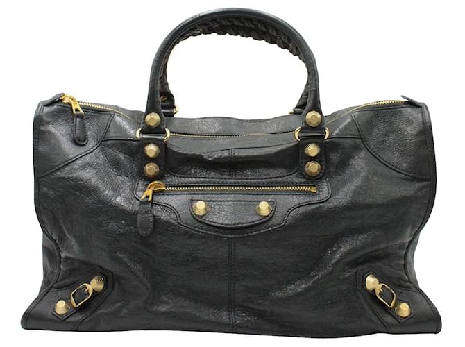 BALENCIAGA ブラック ビジネスバッグ Buy Balenciaga Black Leather Giant 21 Silver Stud Medium
