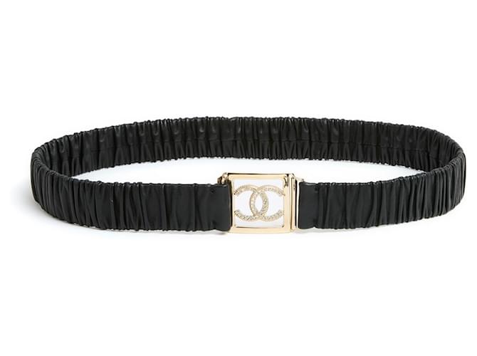 Chanel to23 Belt Leather Black T85 New Gold hardware Metal ref