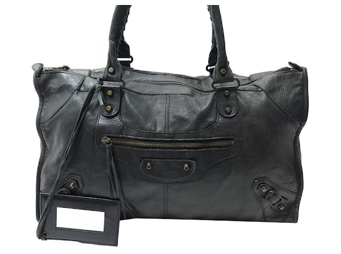 BALENCIAGA CITY WORK HANDBAG 132110 BLACK LEATHER CABAS