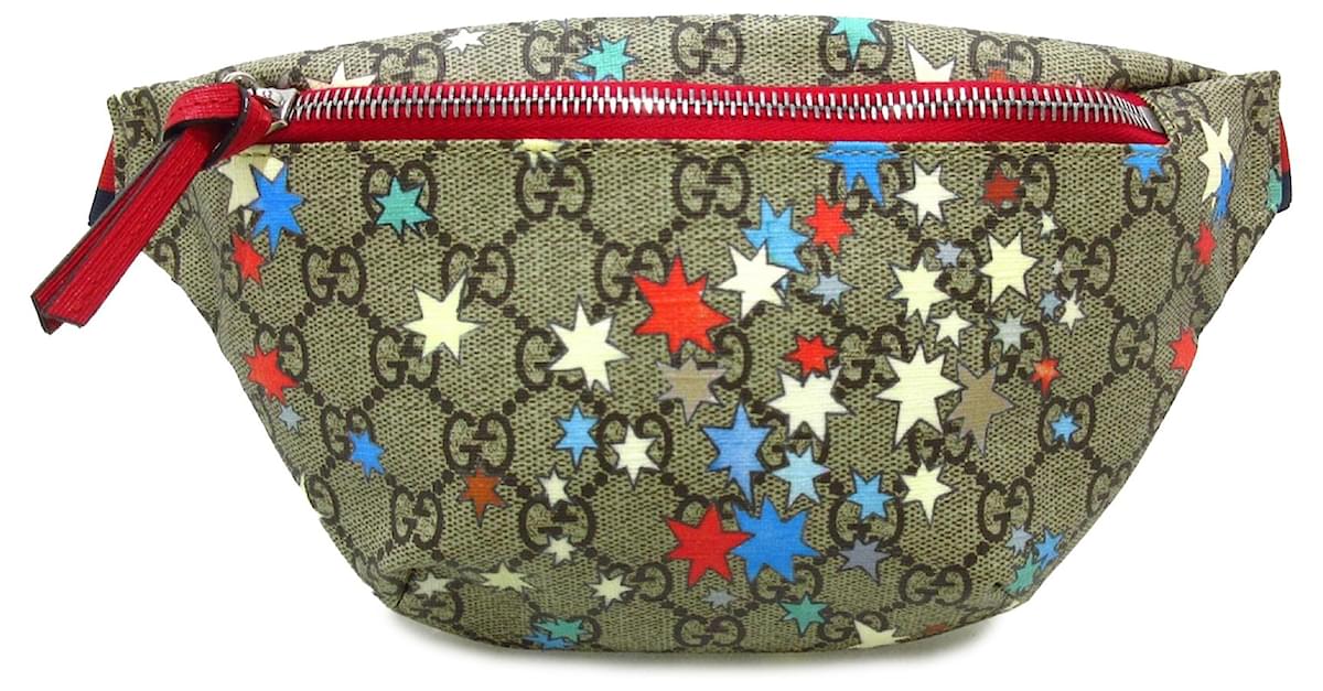 Gucci Brown Kids GG Supreme Stars Belt Bag Beige Cloth Cloth ref.1202712 Joli Closet