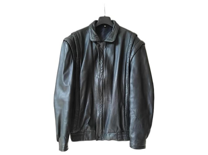 Yves Saint Laurent vintage men leather black biker jacket ref