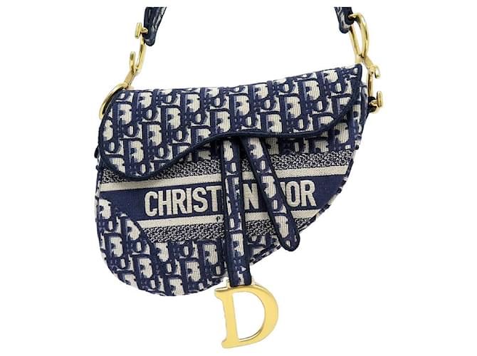 Christian Dior NEW DIOR SADDLE HANDBAG BLUE OBLIQUE CANVAS