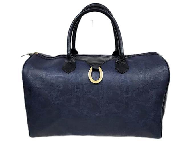 Vintage Christian Dior travel bag Navy blue Leather ref.1211895