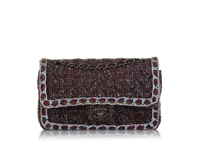 Multi Chanel Medium Braided Tweed Double Flap Shoulder Bag Multiple ...