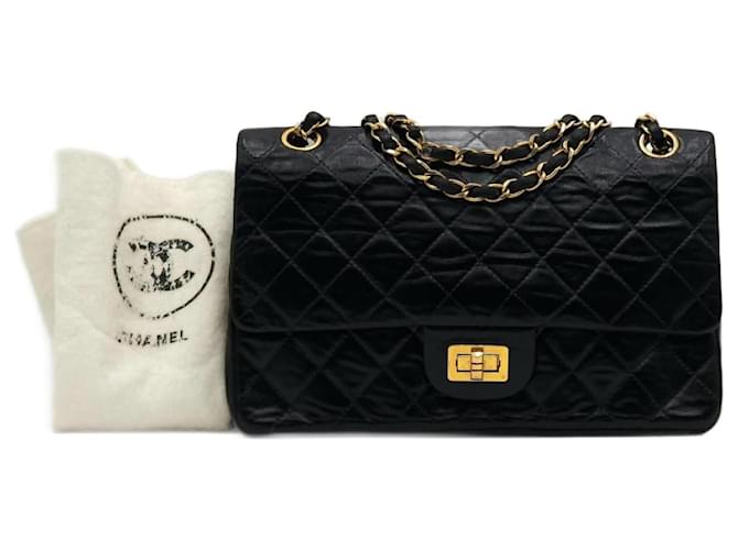 Chanel vintage 1960s Classic 2.55 Shoulder Bag Black Leather ref