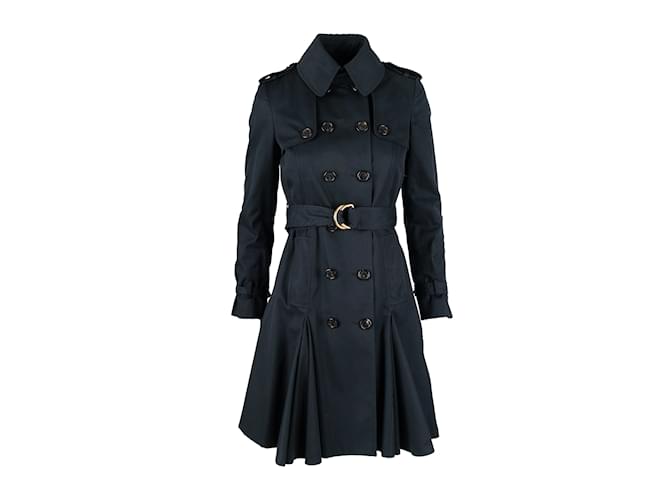 Moschino Cheap and Chic Trench Coat with Pleats Blue Navy