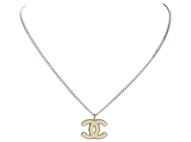 CHANEL C18B F Pearl COCO Mark Rhinestone 2 Rows Necklace Accessories white