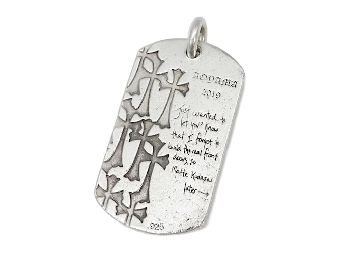 Chrome Hearts Dog Tag Cross Silver Pendant Silvery Metal ref