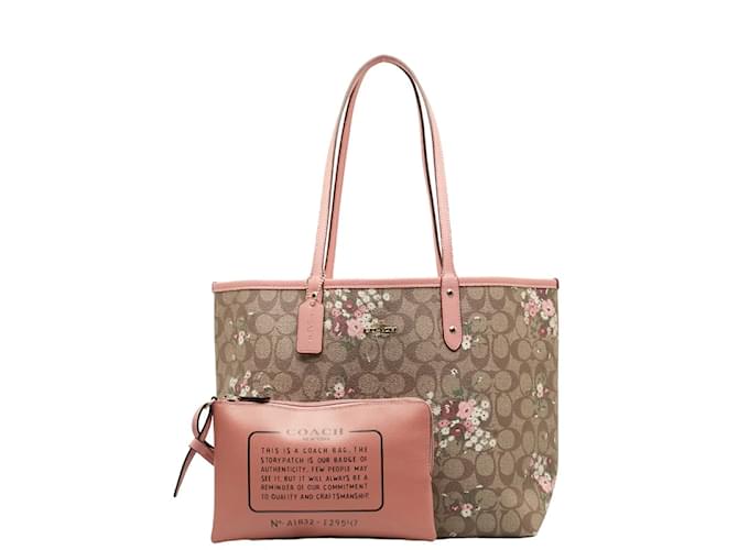 Coach Signature Floral Print Reversible Tote F29547 Pink Cloth ref