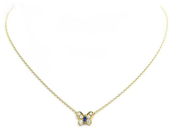 VAN CLEEF ARPELS NECKLACE BUTTERFLY BUTTERFLY DIAMONDS SAPPHIRE BUTTERFLY  PENDANT