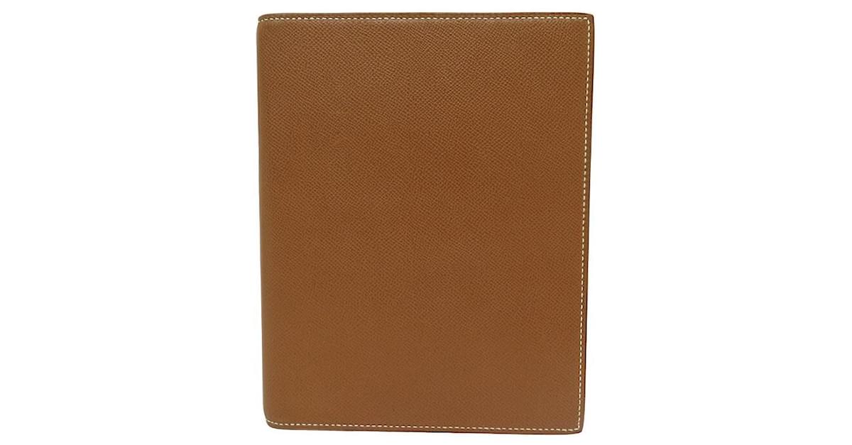 Hermès VINTAGE COUVERTURE AGENDA HERMES GM A5 CUIR VEAU GRAINE GOLD CAHIER  REPERTOIRE Camel ref.1229637