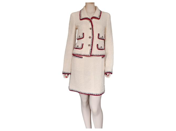 Chanel collection suit Black Red Beige Tweed ref.JC1232939 (Sold) - Joli  Closet