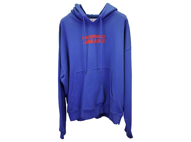 Off White Off-White Emotionally Available Hoodie in Blue Cotton