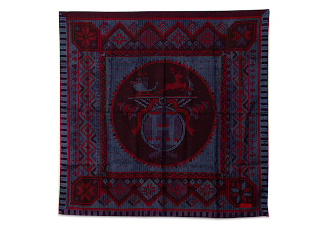 Hermès Red Hermes Au Coin Du Feu Silk Scarf Scarves ref.1243296 - Joli ...