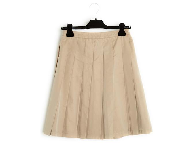 Miu Miu Beige Gabardine Pleated skirt FR34/36 Cotton ref.1251051
