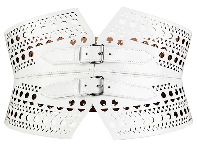 white leather corset belt