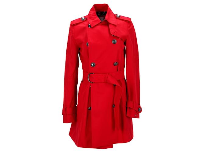 Tommy Hilfiger Womens lined Breasted Utility Trench Coat in Red