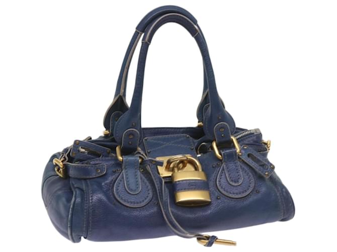 Chloé Chloe Paddington Shoulder Bag Leather Blue Auth 66849