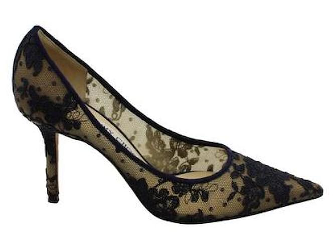 Jimmy Choo Navy Lace Pumps Navy blue Joli Closet