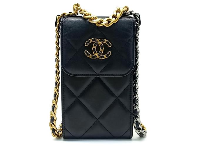 Chanel 19 Mini sac porte-téléphone à chaîne Noir