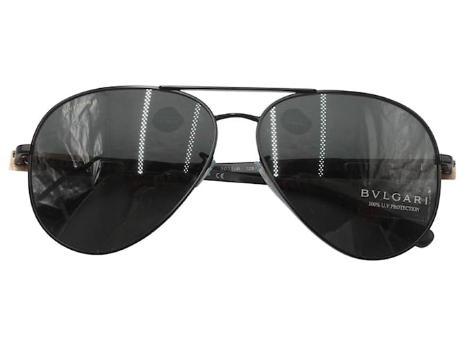 Bulgari Bvlgari Aviator Sunglasses in Black Metal