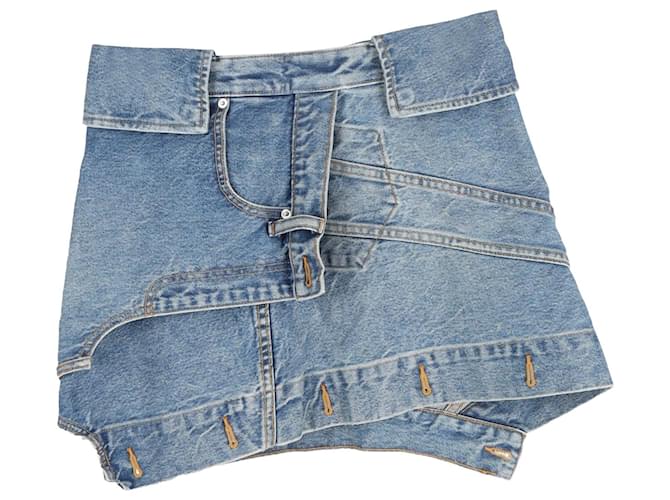 Alexander Wang Deconstructed Denim Skirt in Blue Cotton ref